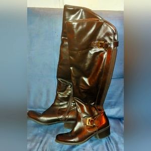 Style & Co. Dark Brown Kimby Over the Knee Faux Leather Boots